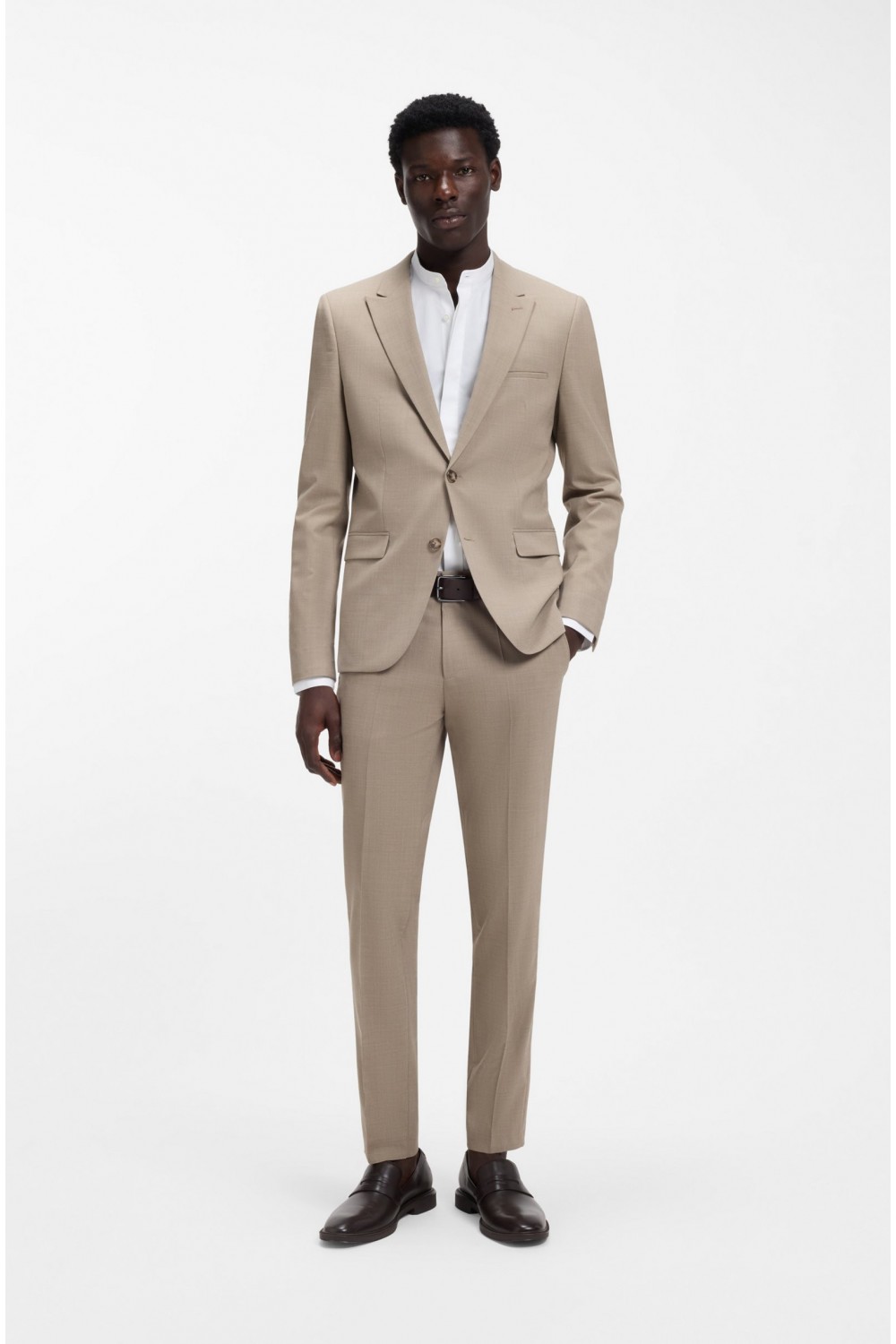 HUGO SLIM FIT MAO COTTON SHIRT KALEB WHITE 50554690-199