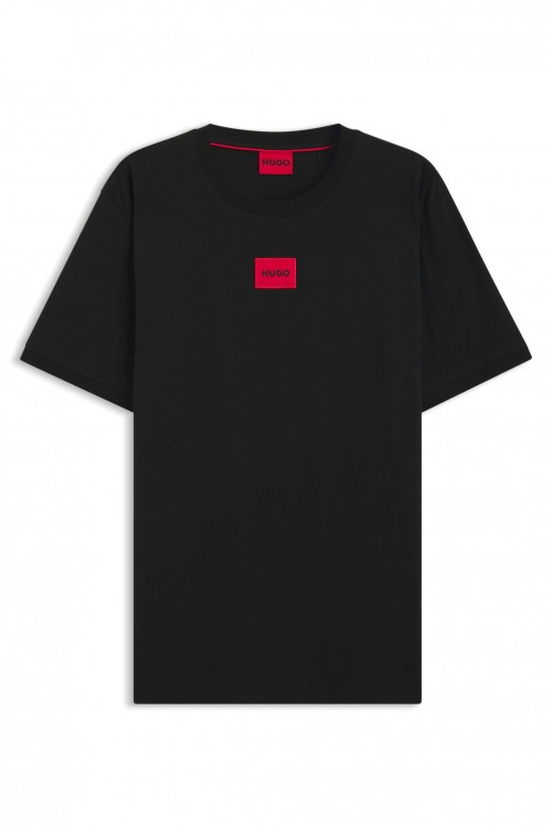 HUGO T-SHIRT DIRAGOLINO 212 WITH RED LOGO ΒLACK 50447978-001