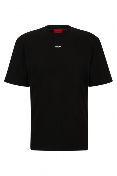 HUGO COTTON RELAXED FIT T-SHIRT WITH LOGO PRINT DAPOLINO BLACK 50488330-001