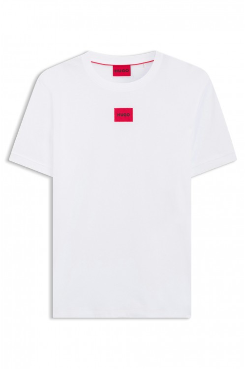 HUGO T-SHIRT DIRAGOLINO 212 WITH RED LOGO WHITE 50447978-100