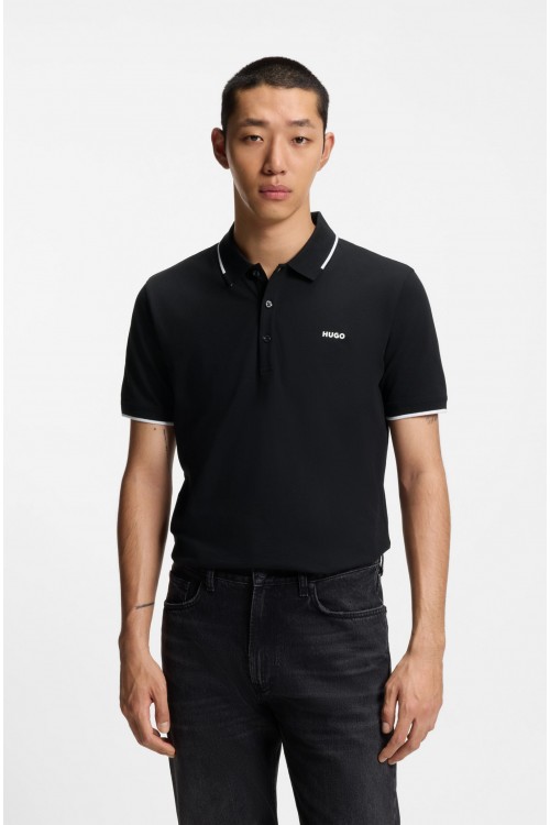 HUGO POLO SHIRT DINOSO222 BLACK-WHITE LOGO 50467344-002