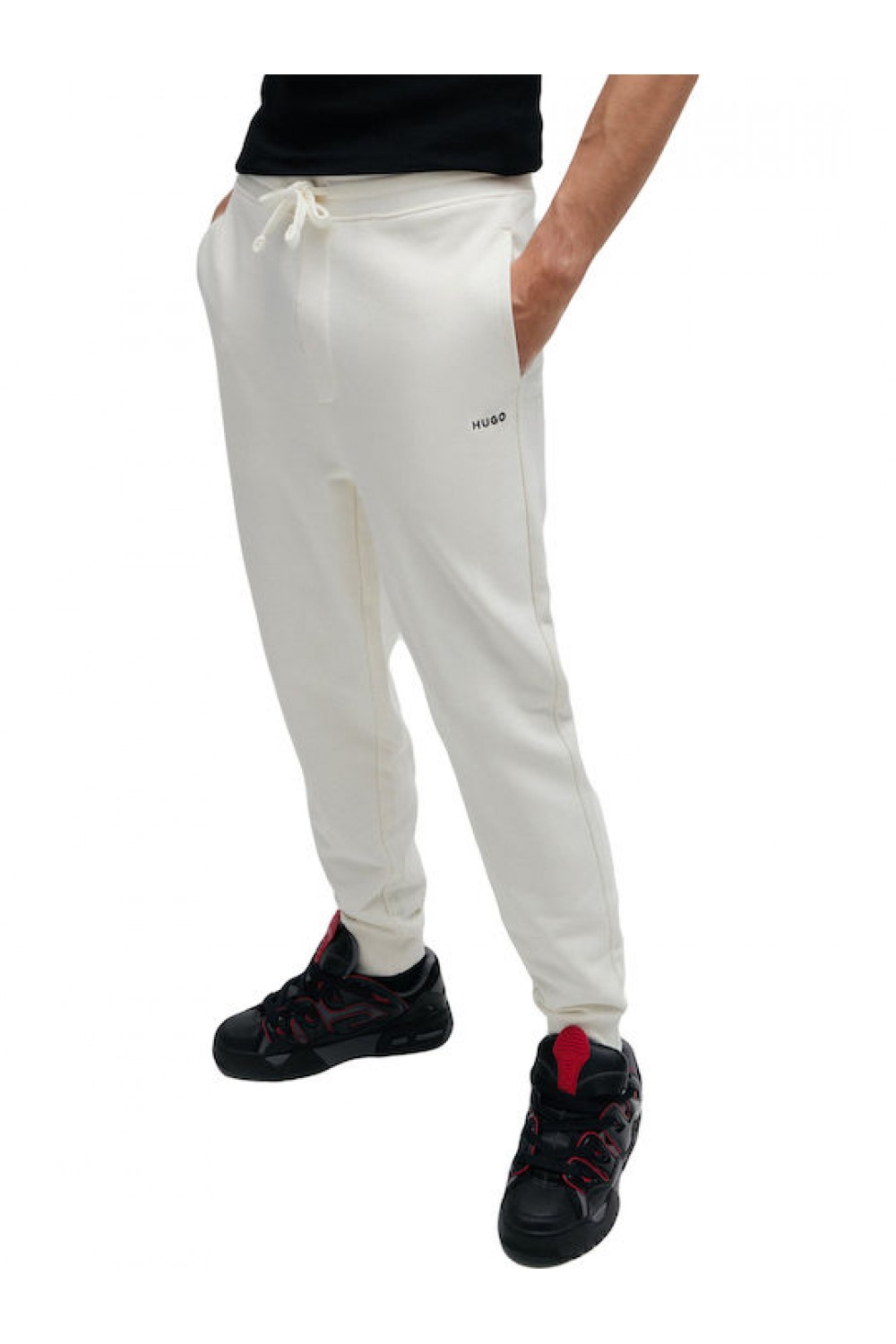 HUGO TRACKSUIT COTTON-TERRY BOTTOMS WITH CONTRAST LOGO WHITE 50489617-102