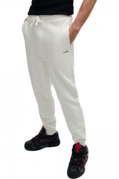 HUGO TRACKSUIT COTTON-TERRY BOTTOMS WITH CONTRAST LOGO WHITE 50489617-102