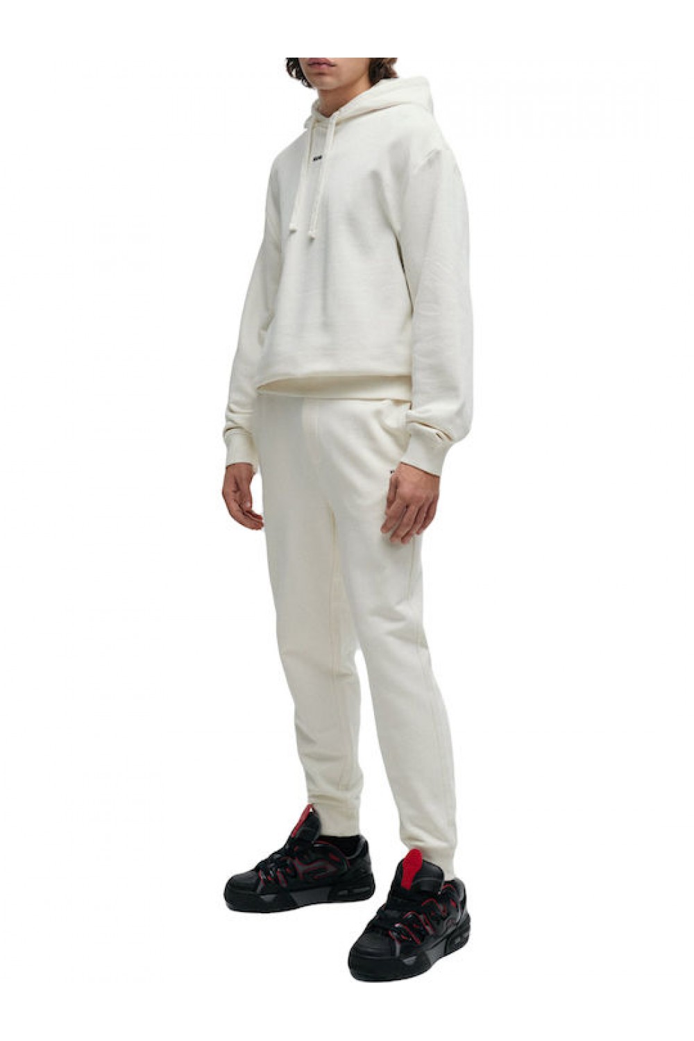 HUGO TRACKSUIT COTTON-TERRY BOTTOMS WITH CONTRAST LOGO WHITE 50489617-102