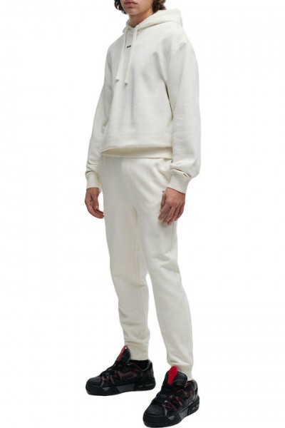 HUGO TRACKSUIT COTTON-TERRY BOTTOMS WITH CONTRAST LOGO WHITE 50489617-102