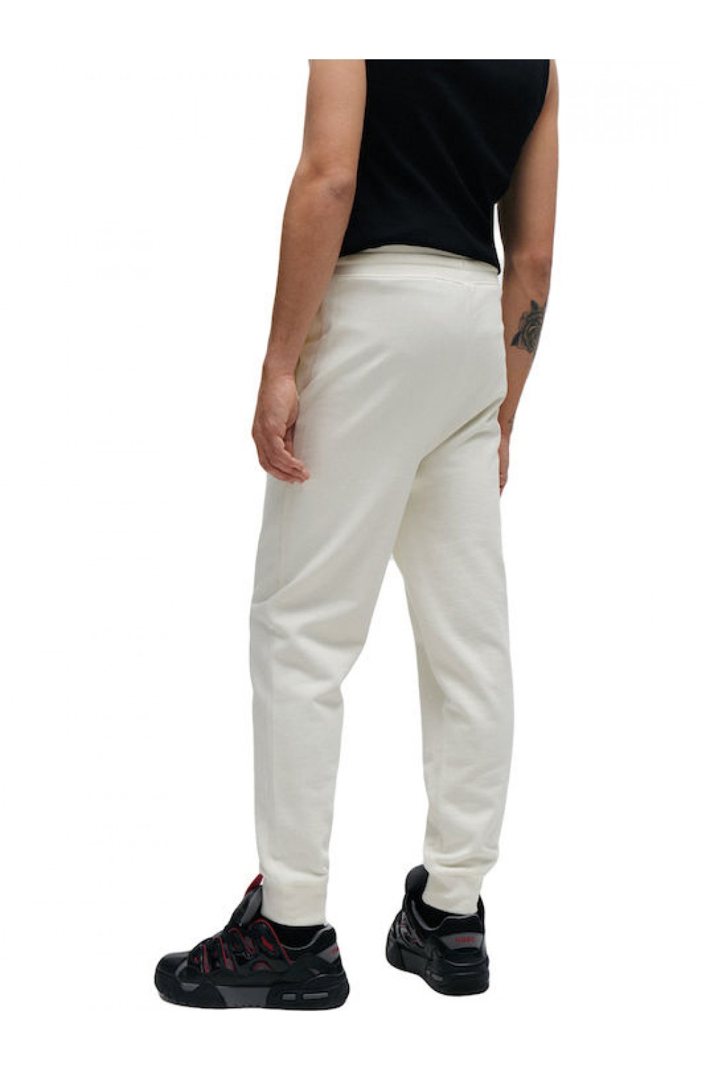 HUGO TRACKSUIT COTTON-TERRY BOTTOMS WITH CONTRAST LOGO WHITE 50489617-102
