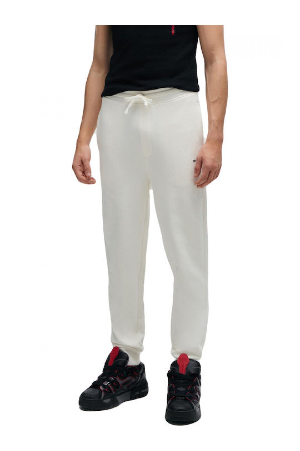 HUGO TRACKSUIT COTTON-TERRY BOTTOMS WITH CONTRAST LOGO WHITE 50489617-102