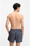 HUGO QUICK-DRY SWIM SHORTS WITH STACKED-LOGO CHECK PRINT DARK BLUE 50556792-411