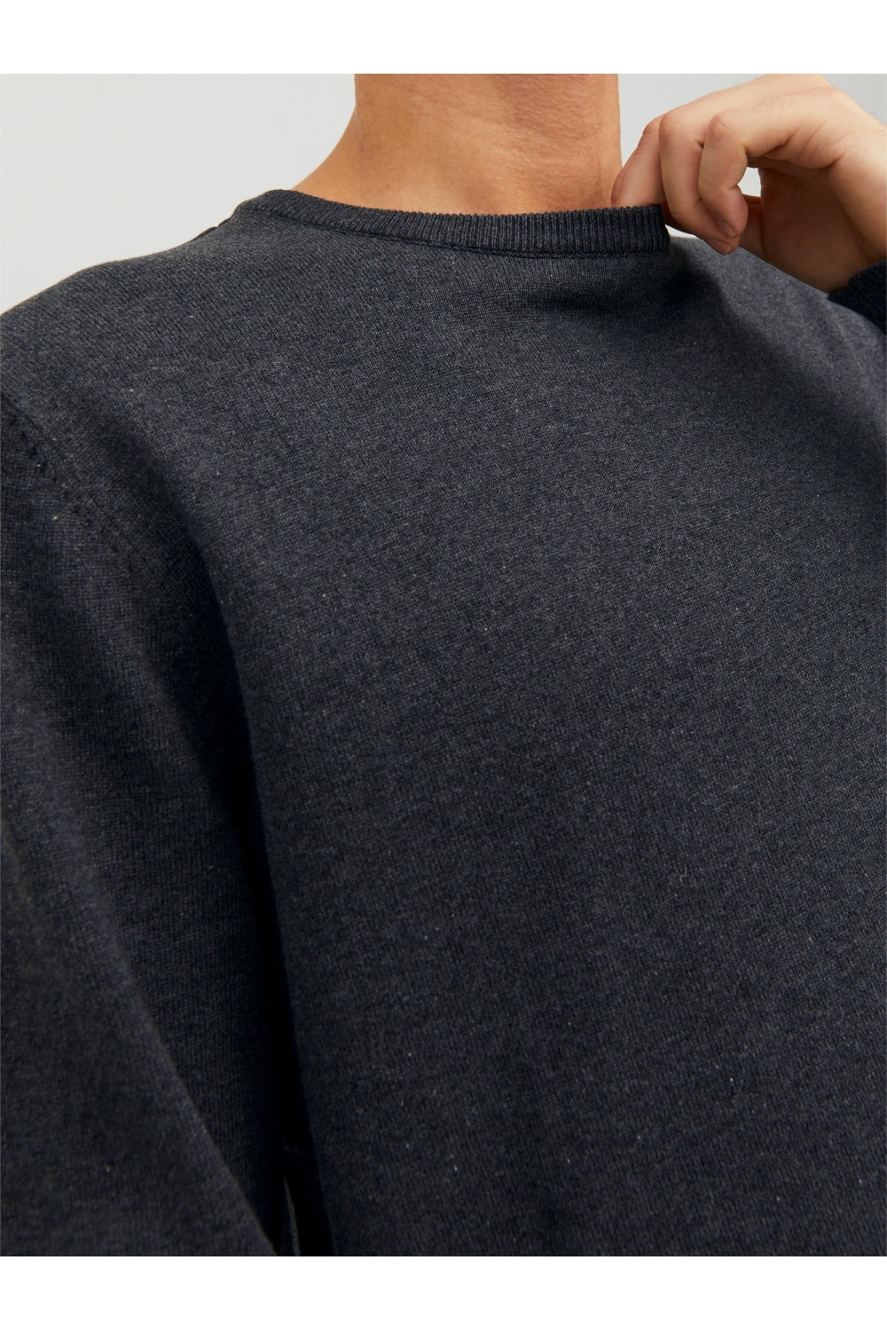 JACK & JONES BASIC KNIT CREW NECK DARK GREY MEANGE 12137190 