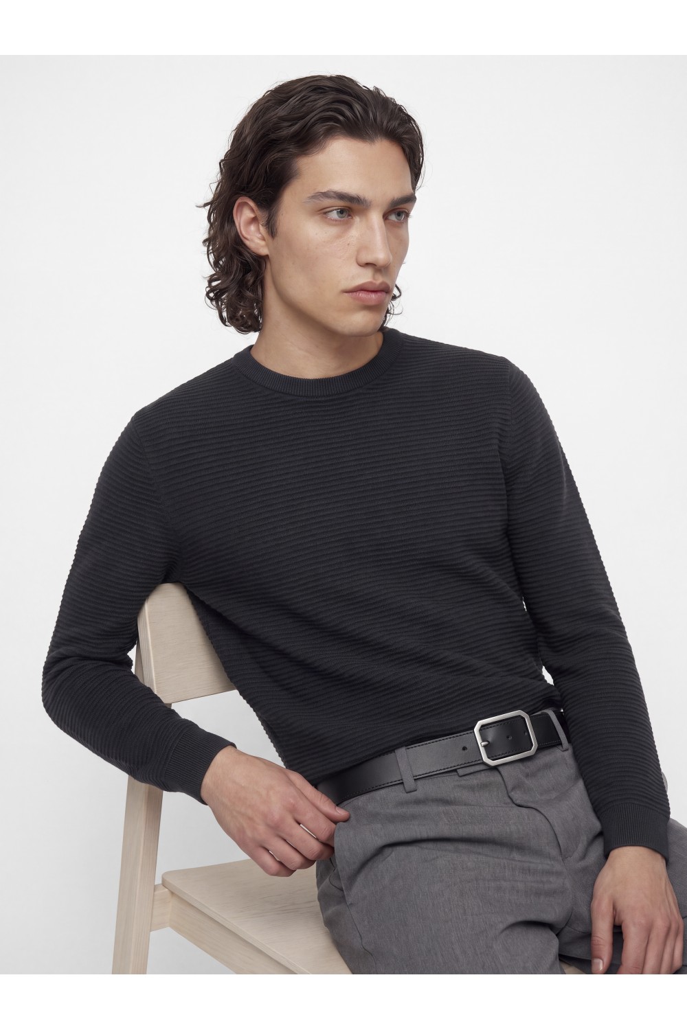 JACK & JONES EBRODY KNIT CREW NECK BLACK 12298311