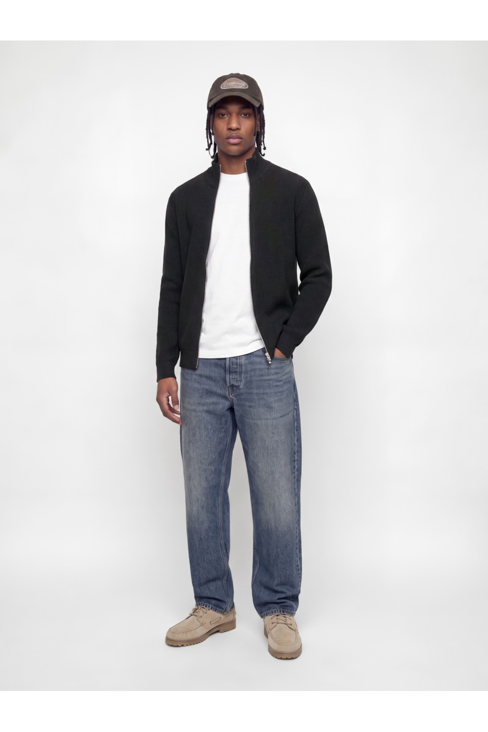 JACK & JONES EPERFECT RIB KNIT FULL ZIP CARDIGAN SN BLACK 12298380