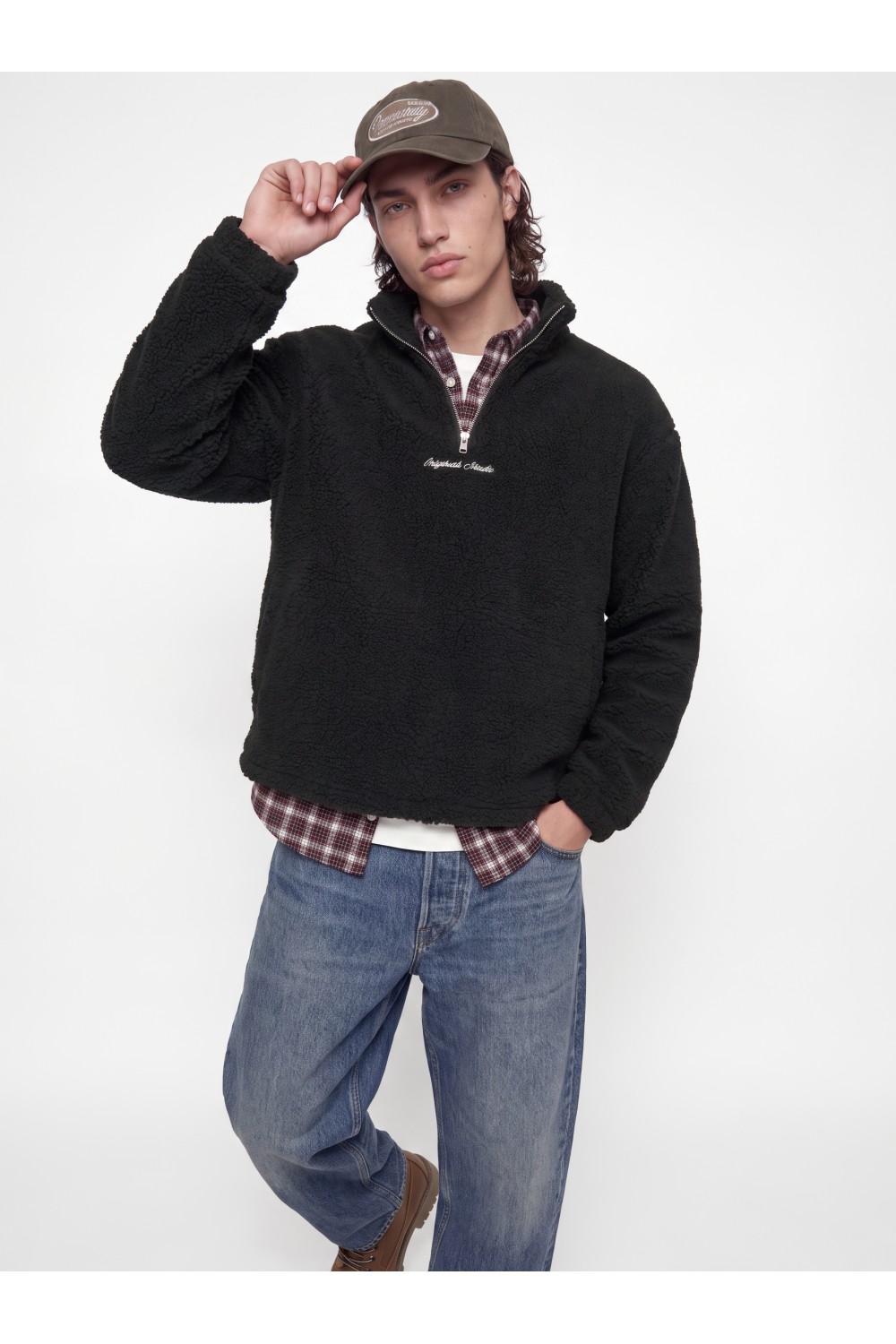 JACK & JONES ORNORREBRO EMB TEDDY SWEAT HIGH NECK BLACK 12302732