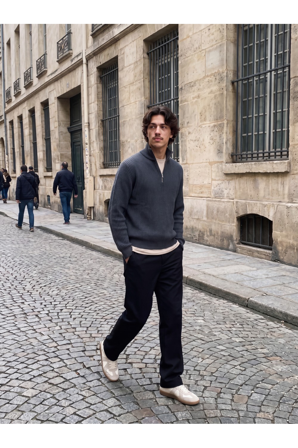 JACK & JONES SAGE KNIT HALF ZIP TURBULENCE 12298501