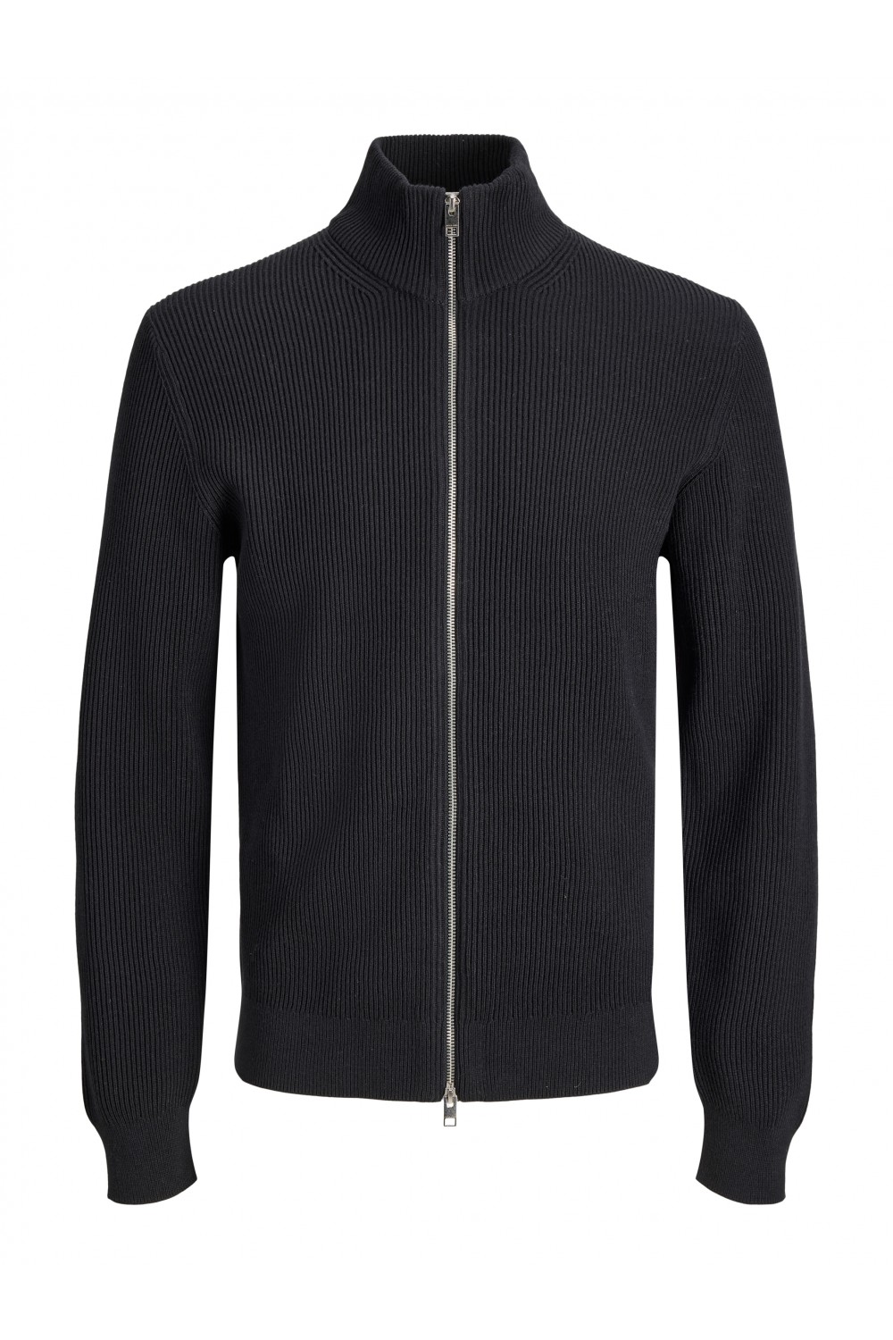 JACK & JONES EPERFECT RIB KNIT FULL ZIP CARDIGAN SN BLACK 12298380