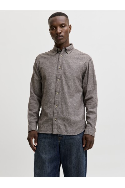 JACK & JONES HARVEY TWILL SOLID L/S SHIRT FUDGE 12302264