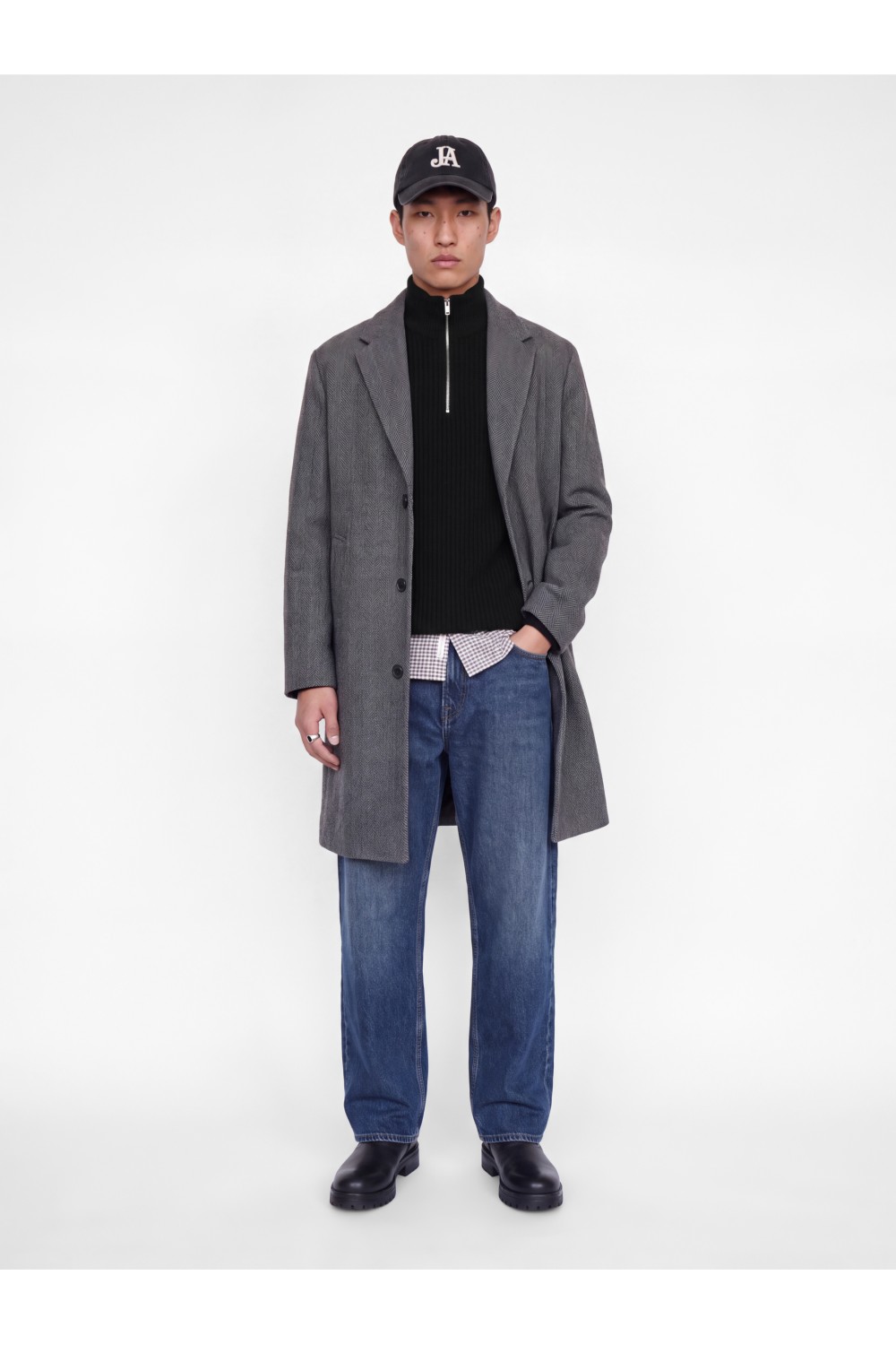 JACK & JONES SAGE KNIT HALF ZIP BLACK 12298501