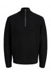JACK & JONES SAGE KNIT HALF ZIP BLACK 12298501