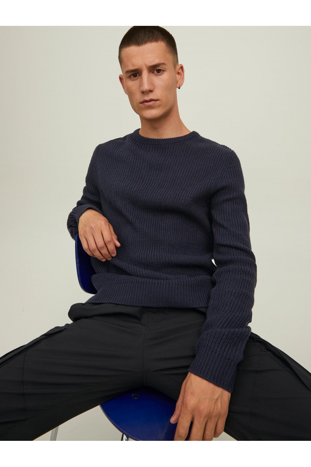 JACK & JONES JCOONO KNIT CREW NECK NAVY BLAZER 12217487