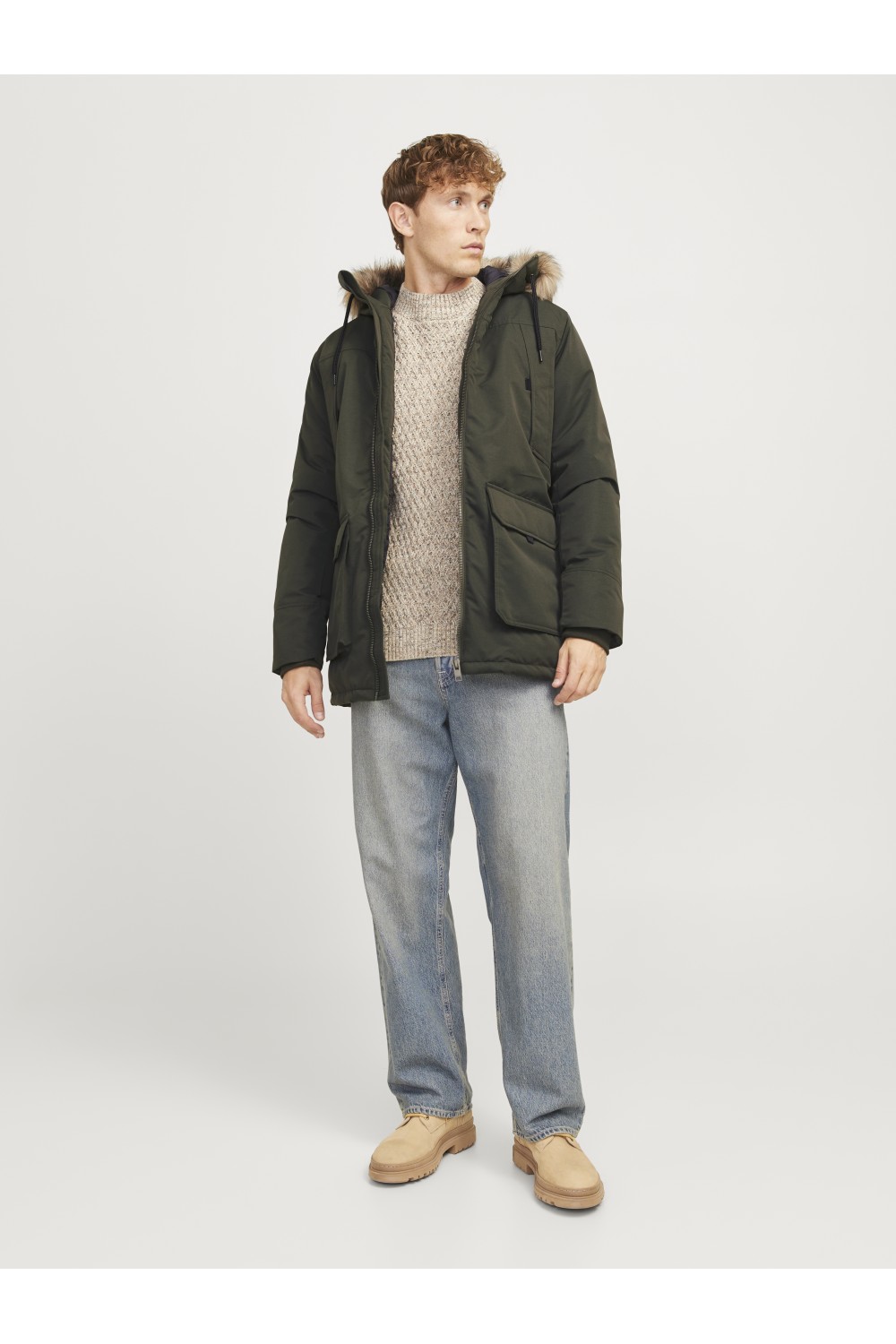 JACK & JONES CAMP FAUX FUR PARKA BF GREEN 12279267