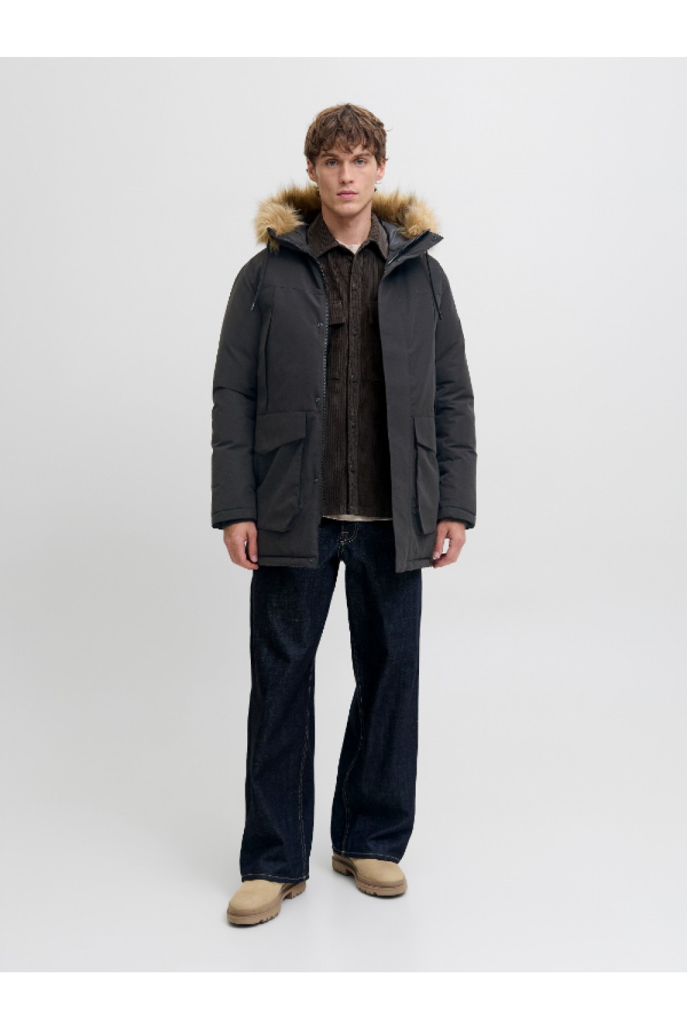 JACK & JONES CAMP FAUX FUR PARKA BF BLACK 12279267