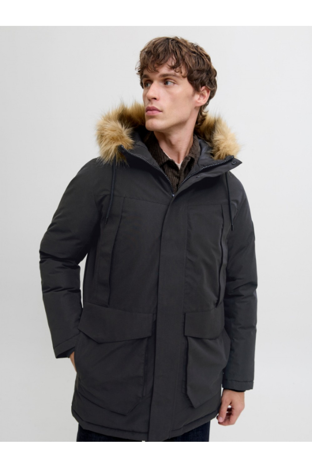 JACK & JONES CAMP FAUX FUR PARKA BF BLACK 12279267