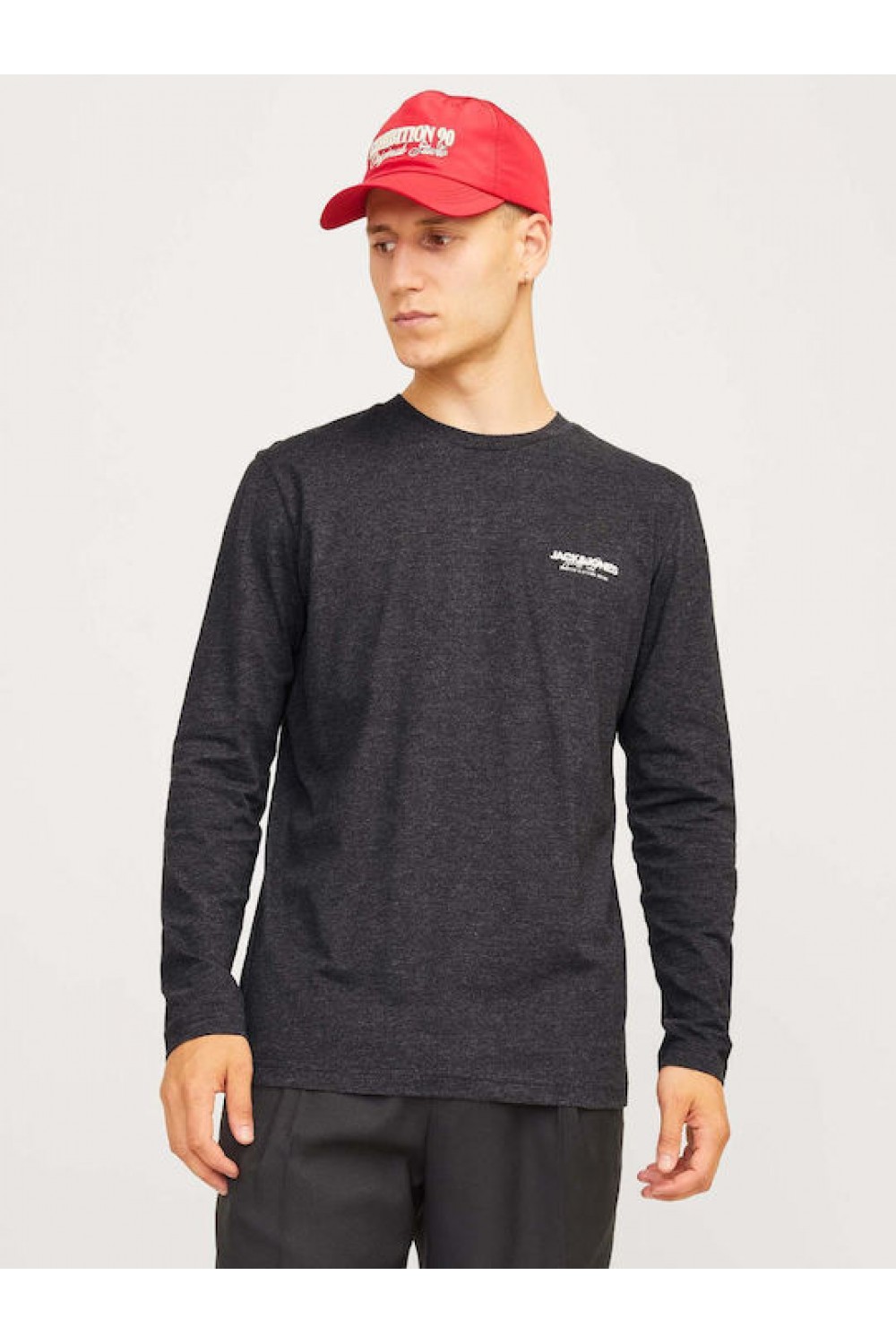 JACK & JONES ALVIS TEE LS CREW NECK BLACK 12259735