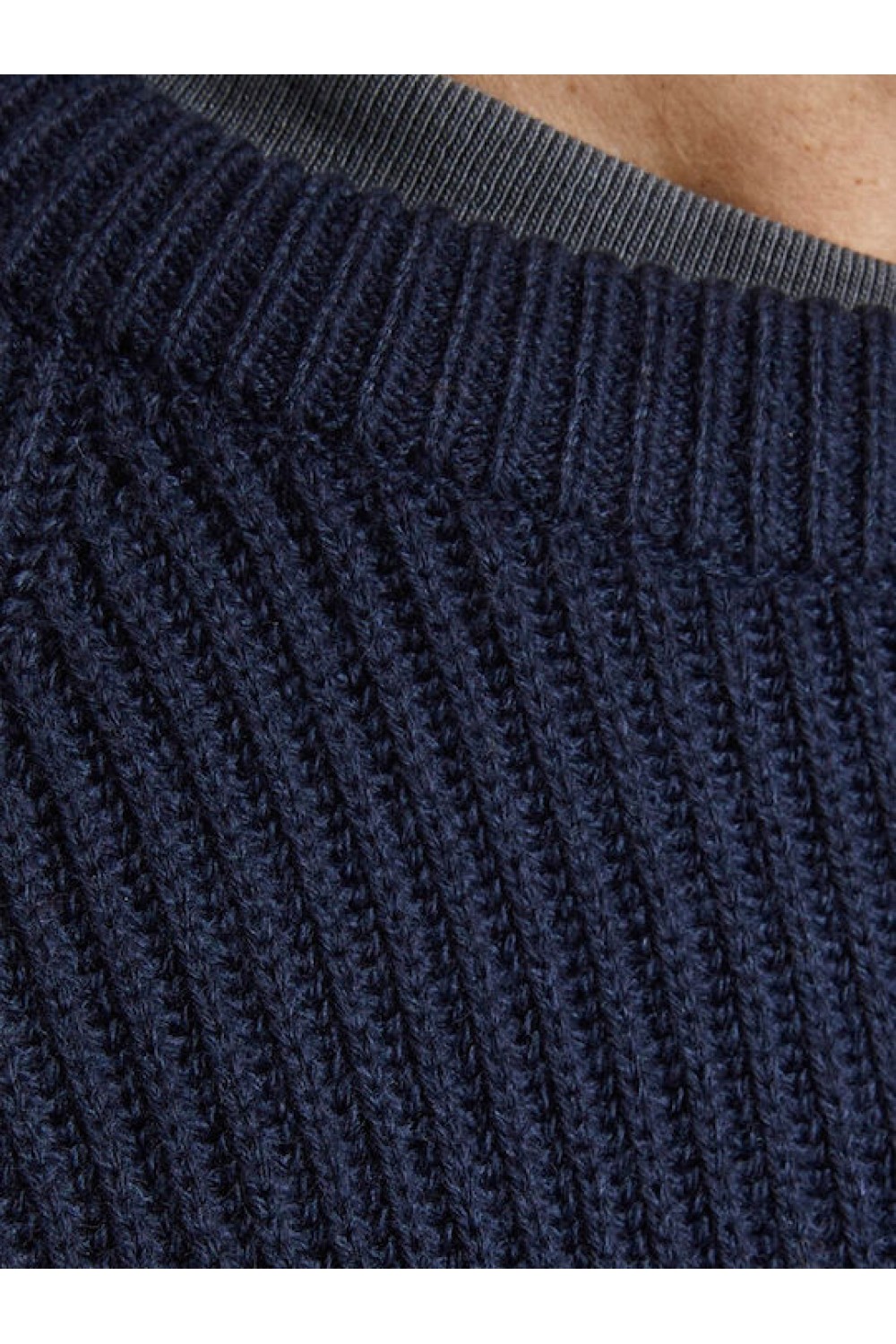 JACK & JONES JJPANNEL KNIT CREW NECK NAVY BLUE 12220815