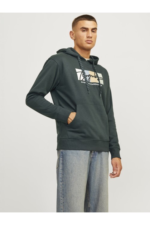 JACK & JONES PORTLAND BLOCK SWEAT HOOD LN FOREST RIVER 12262421