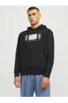 JACK & JONES PORTLAND BLOCK SWEAT HOOD LN BLACK 12262421