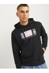 JACK & JONES PORTLAND BLOCK SWEAT HOOD LN BLACK 12262421