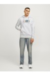 JACK & JONES PORTLAND BLOCK SWEAT HOOD LN LIGHT GREY 12262421