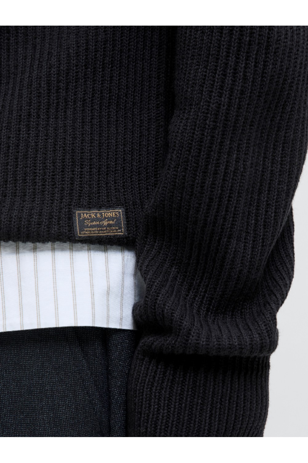 JACK & JONES PANNEL KNIT CREW NECK AW25 BLACK 12278916