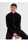 JACK & JONES PANNEL KNIT ZIP CARDIGAN AW25 BLACK 12278920