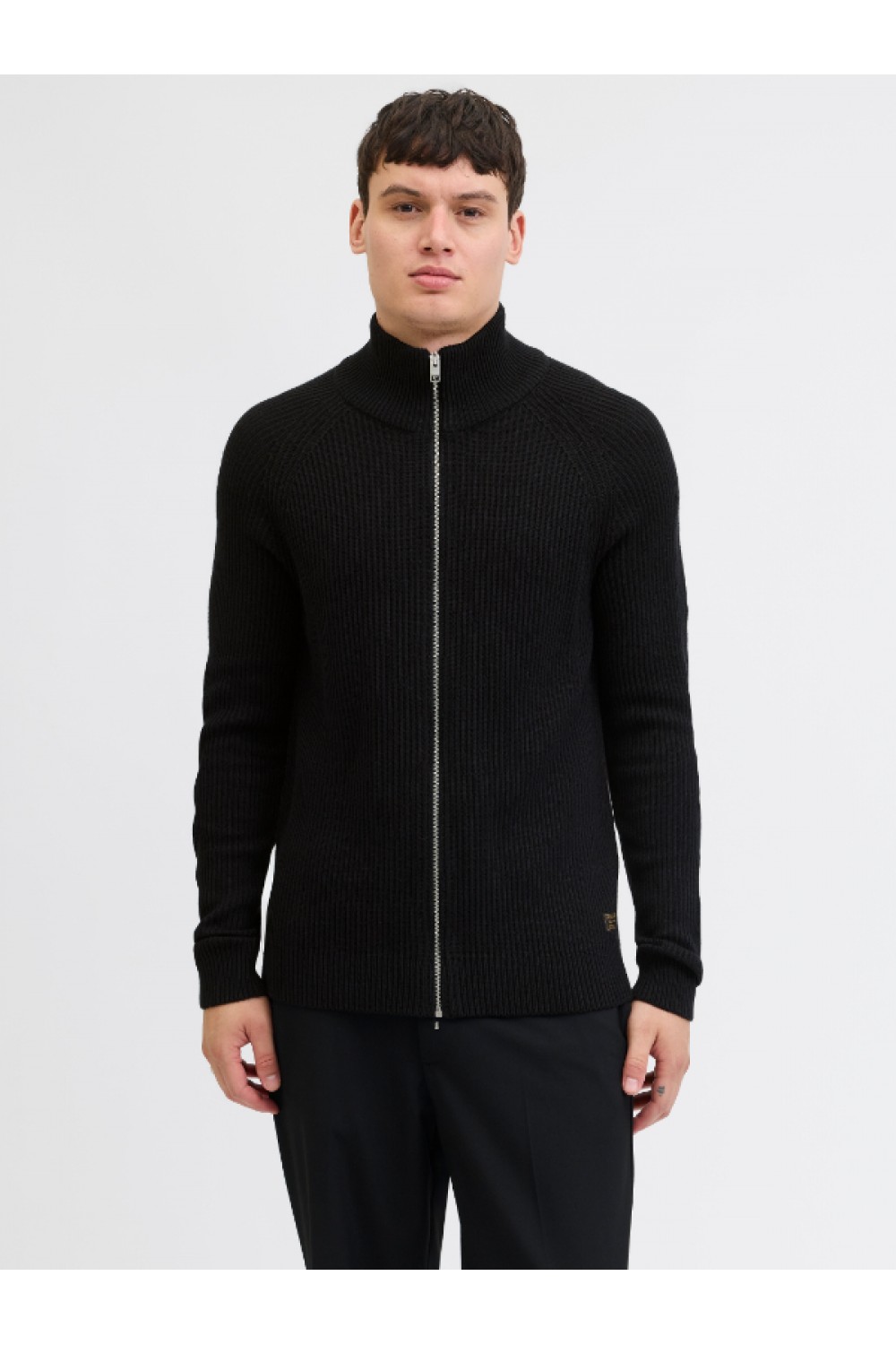 JACK & JONES PANNEL KNIT ZIP CARDIGAN AW25 BLACK 12278920