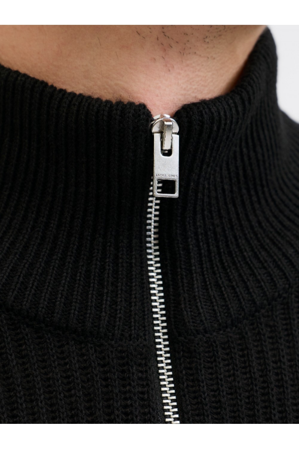 JACK & JONES PANNEL KNIT ZIP CARDIGAN AW25 BLACK 12278920