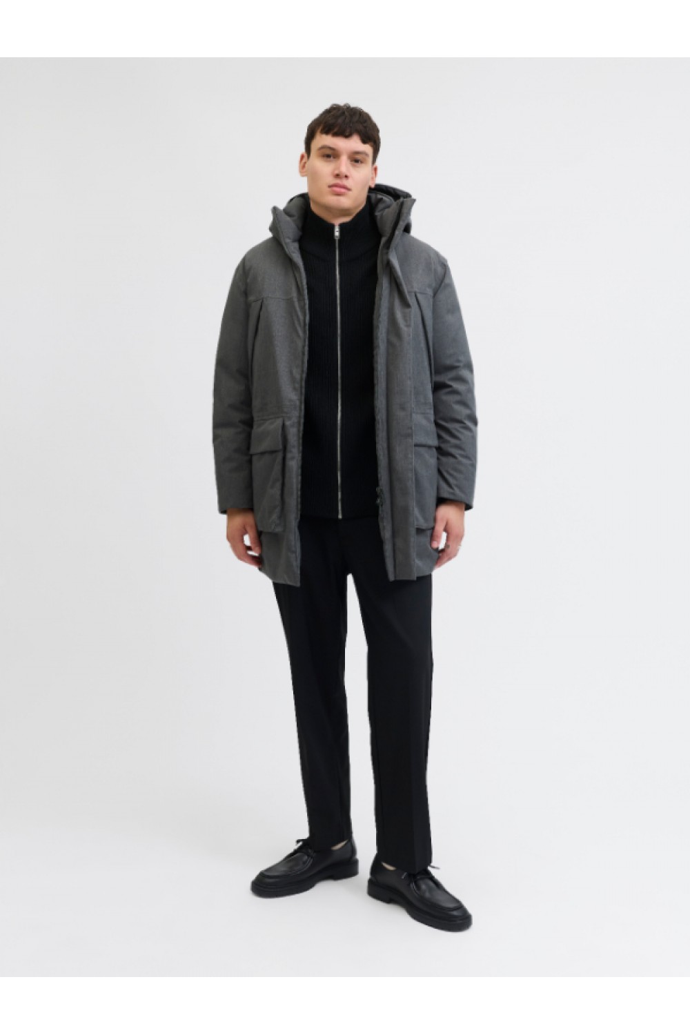 JACK & JONES PANNEL KNIT ZIP CARDIGAN AW25 BLACK 12278920