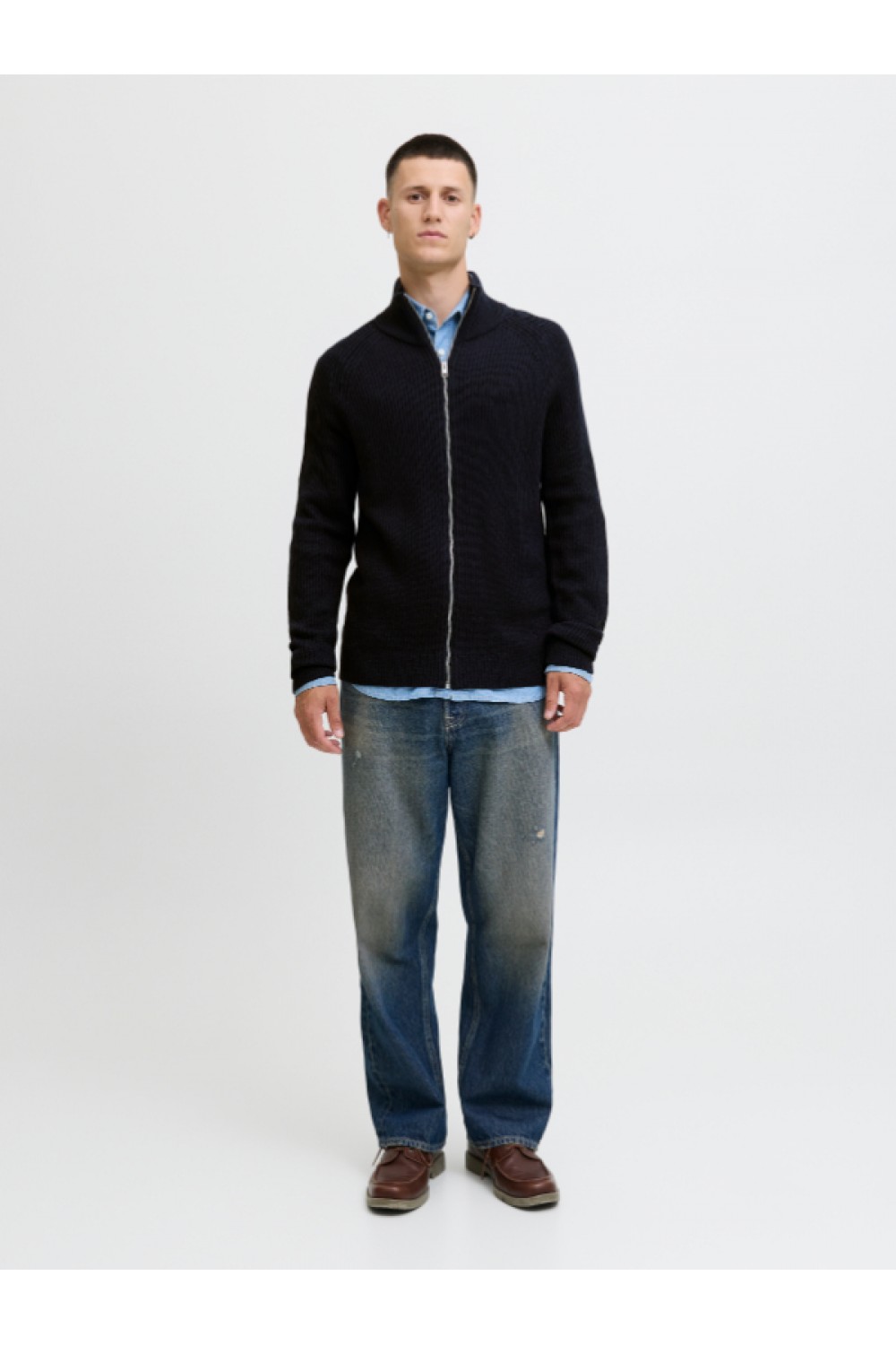 JACK & JONES PANNEL KNIT ZIP CARDIGAN AW25 SKY CAPTAIN 12278920