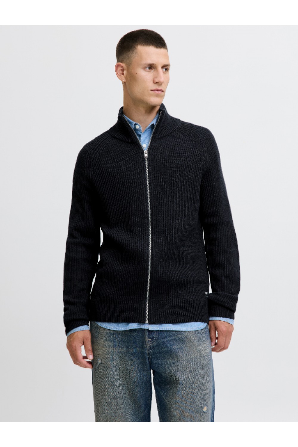 JACK & JONES PANNEL KNIT ZIP CARDIGAN AW25 SKY CAPTAIN 12278920