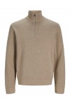 JACK & JONES PRBLAMILANO STITCH KNIT HALF ZIP SN BEIGE 12259664