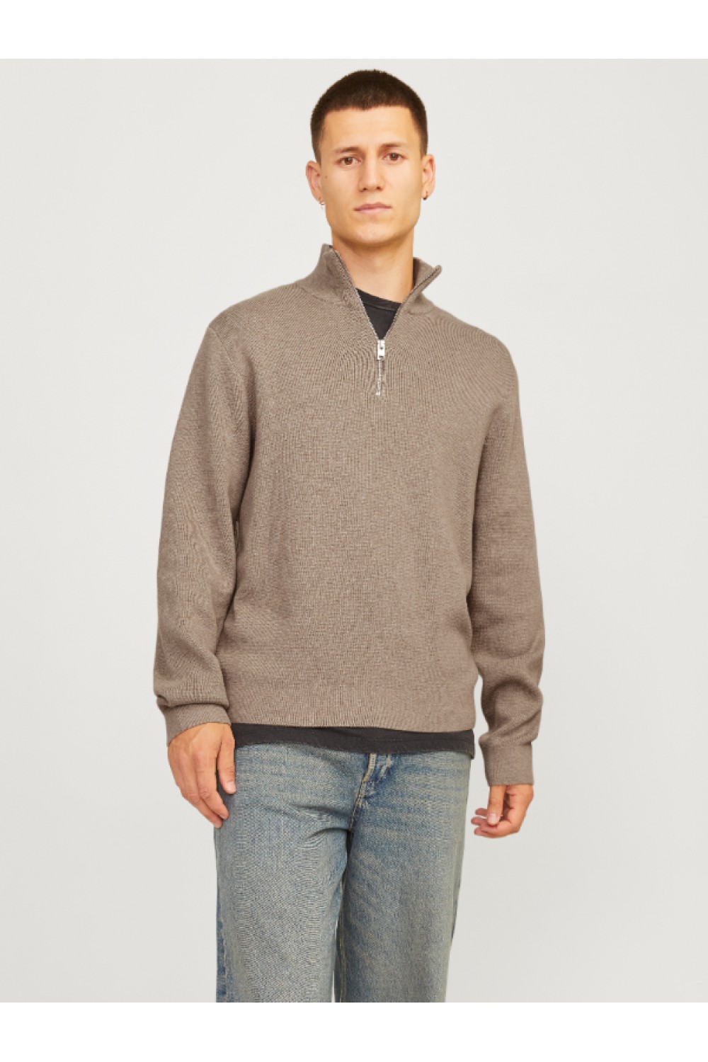 JACK & JONES PRBLAMILANO STITCH KNIT HALF ZIP SN BEIGE 12259664