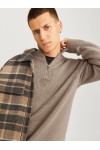 JACK & JONES PRBLAMILANO STITCH KNIT HALF ZIP SN BEIGE 12259664