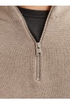 JACK & JONES PRBLAMILANO STITCH KNIT HALF ZIP SN BEIGE 12259664