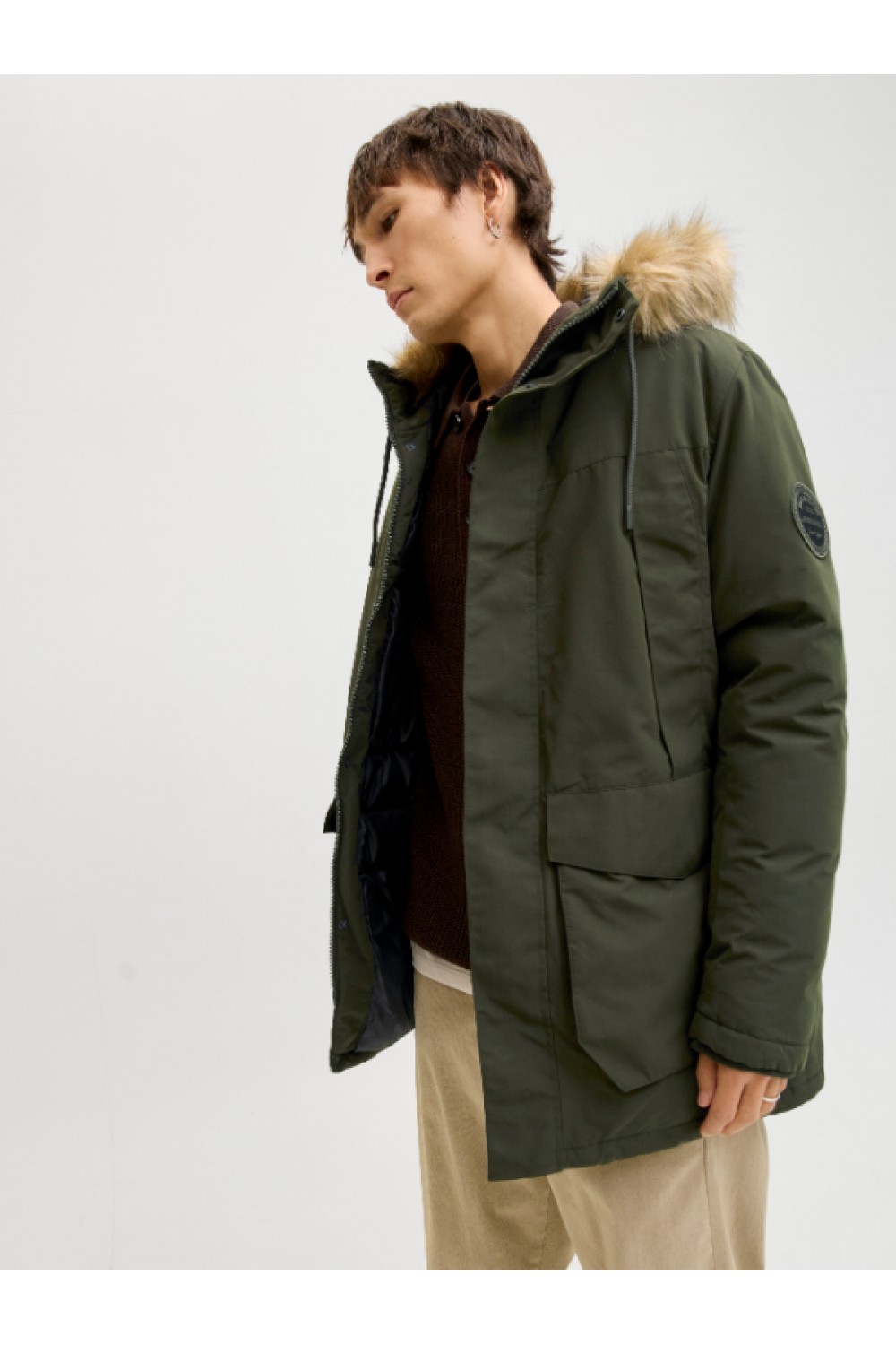JACK & JONES CAMP FAUX FUR PARKA BF GREEN 12279267
