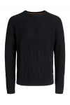 JACK & JONES PANNEL KNIT CREW NECK AW25 BLACK 12278916