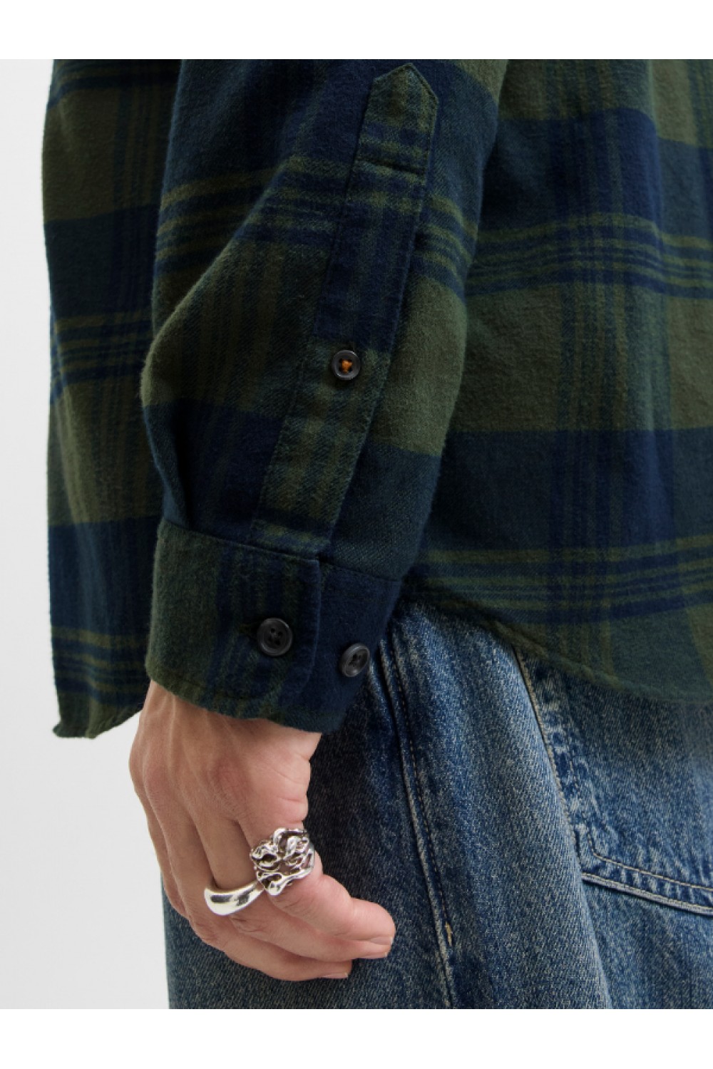 JACK & JONES JJJAMES BUFFALO SHIRT LS BLUE-GREEN 12279259