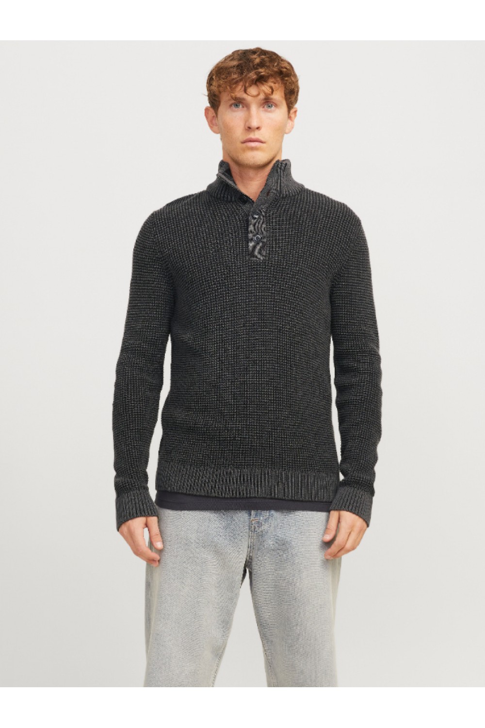 JACK & JONES ETHAN KNIT HIGH NECK BLACK 12278965