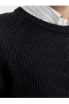 JACK & JONES PANNEL KNIT CREW NECK AW25 BLACK 12278916