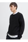 JACK & JONES PANNEL KNIT CREW NECK AW25 BLACK 12278916