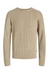JACK & JONES PANNEL KNIT CREW NECK AW25 CROCKERY 12278916