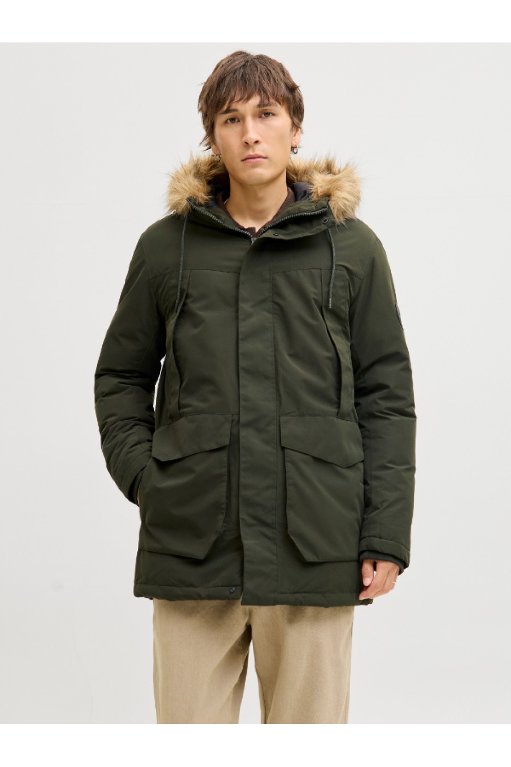 JACK & JONES CAMP FAUX FUR PARKA BF GREEN 12279267